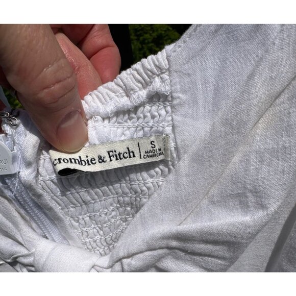 Abercrombie & Fitch Womens White Mini Dress Small Cotton Blend Sleeveless - Picture 3 of 5
